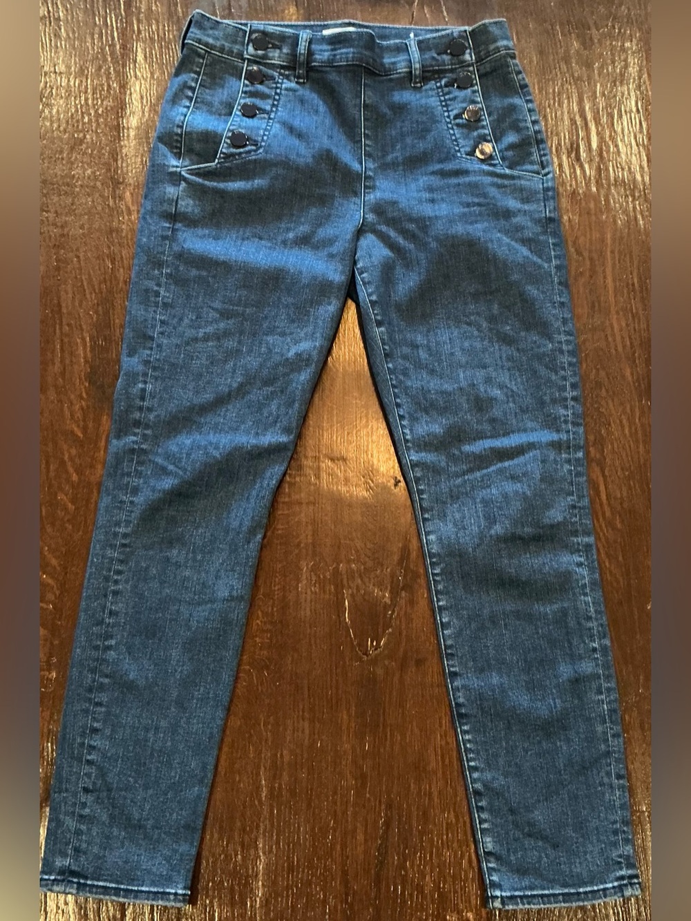 LOFT High-Rise Sailor Button Skinny Jeans Dark Wash Size 29/8